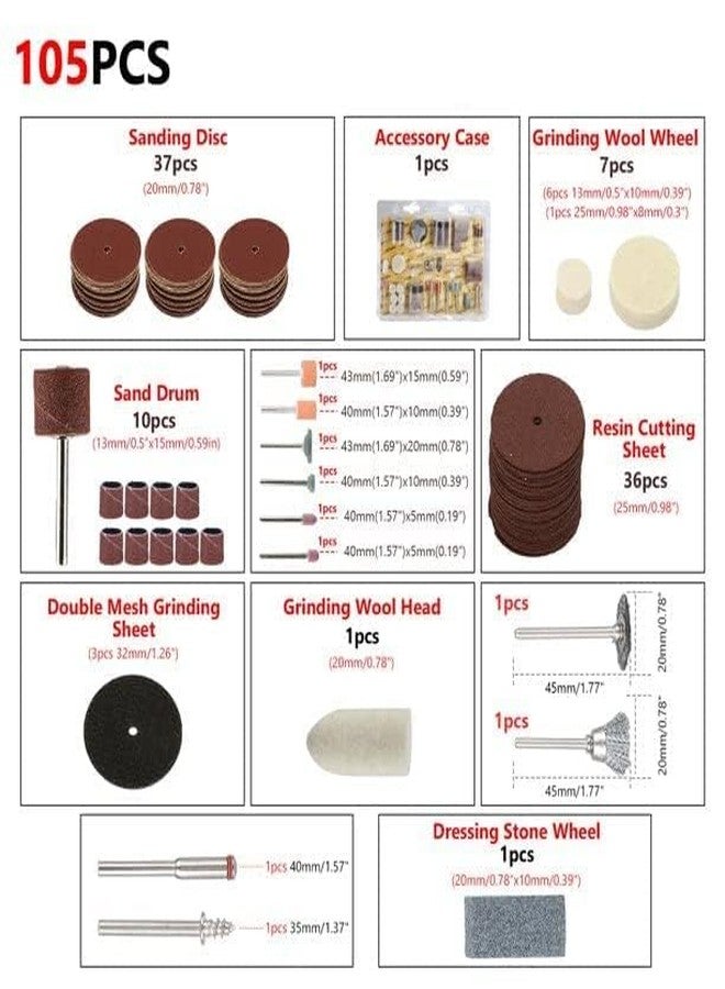 VELTRIX - 105 Pcs Rotary Tool Accessories Set | Fits Dremel & Other Rotary Tools, 1/8" Shank | Grinding, Sanding, Polishing, Cutting, Engraving, DIY Woodworking & Craft Drill Kit - Image 3